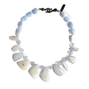 Rebecca Collins Chalcedony Lace Agate Stone Necklace